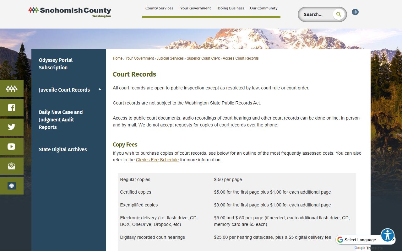 Snohomish County court records after jail arrest access page